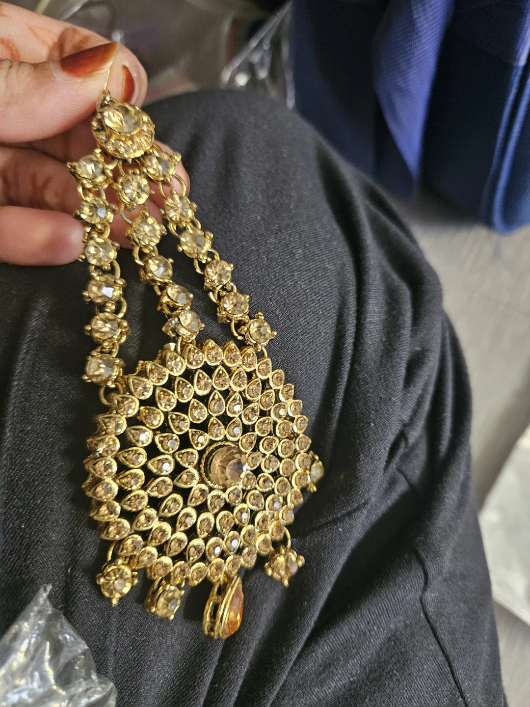 Gold Tone Indian Bridal Matha Patti Headpiece - photo 2