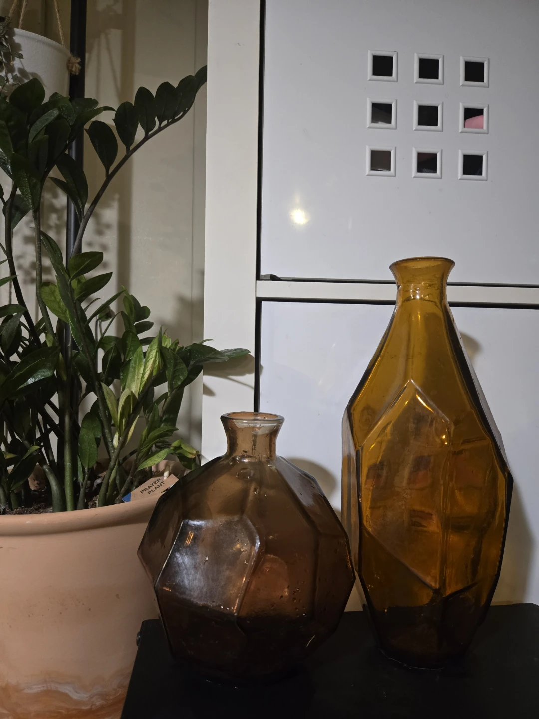 Amber Geometric Glass Vases Set of 2 - photo 2