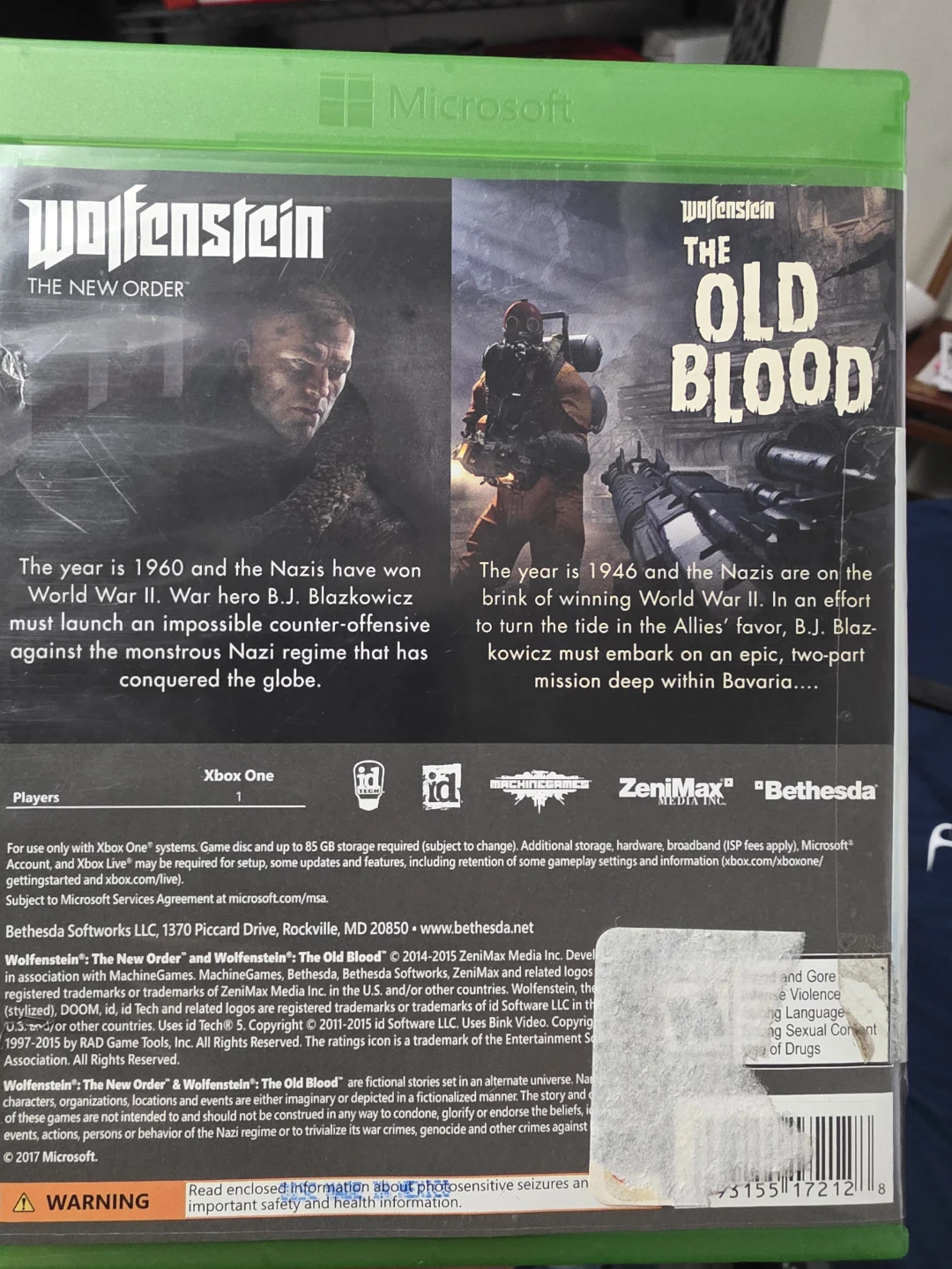 Wolfenstein The Old Blood & The New Order Xbox One Game Bundle - photo 2