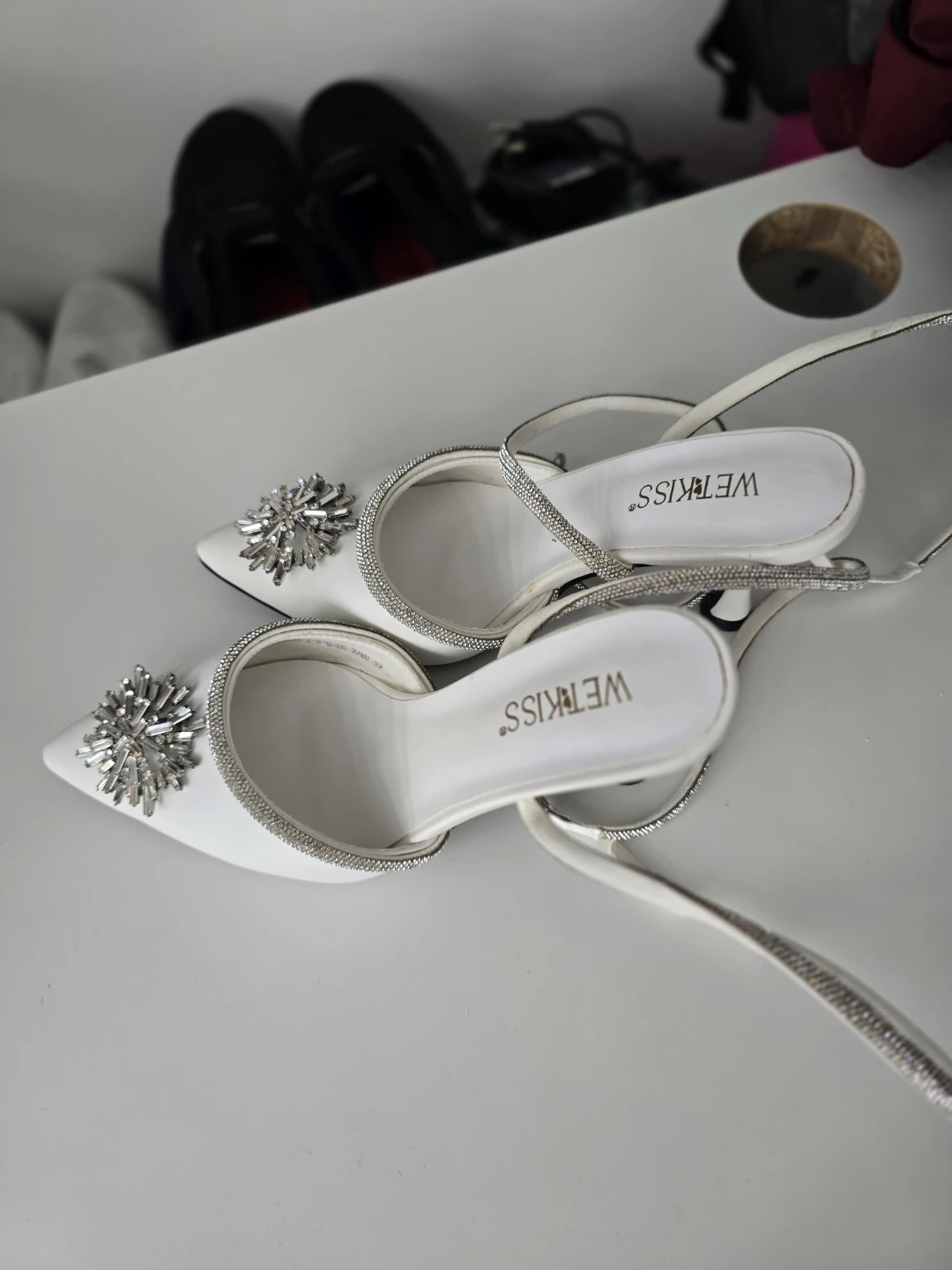 WETKISS White Heels with Rhinestone Embellishments - photo 2