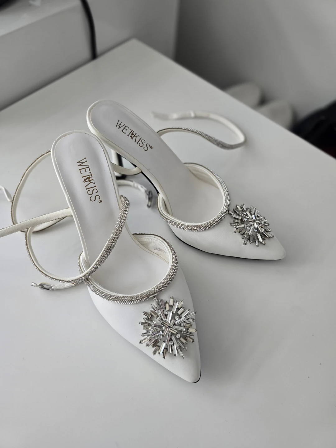 WETKISS White Heels with Rhinestone Embellishments - photo 4