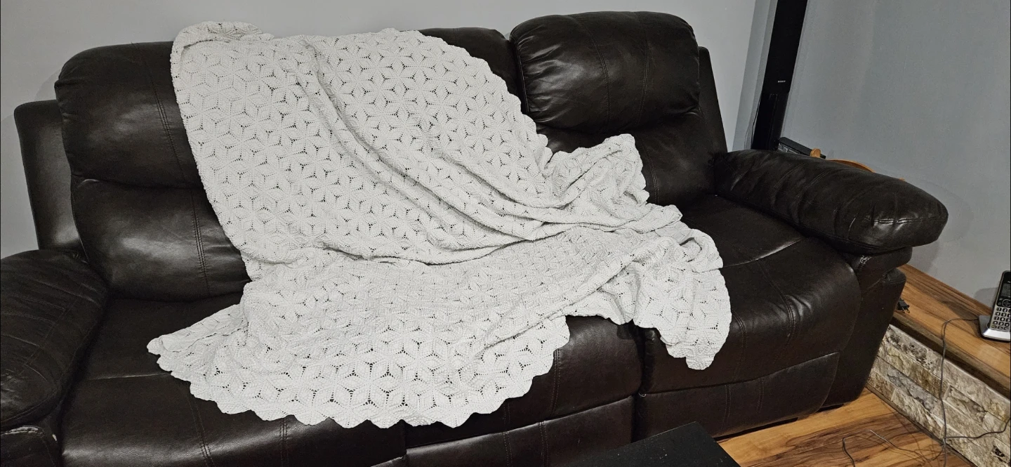 White ,hand made Textured Throw Blanket