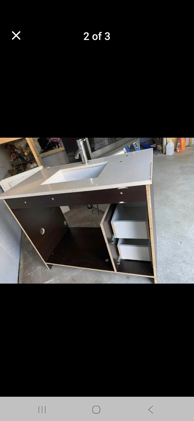 Dark Wood Vanity with Sink and Faucet - photo 2