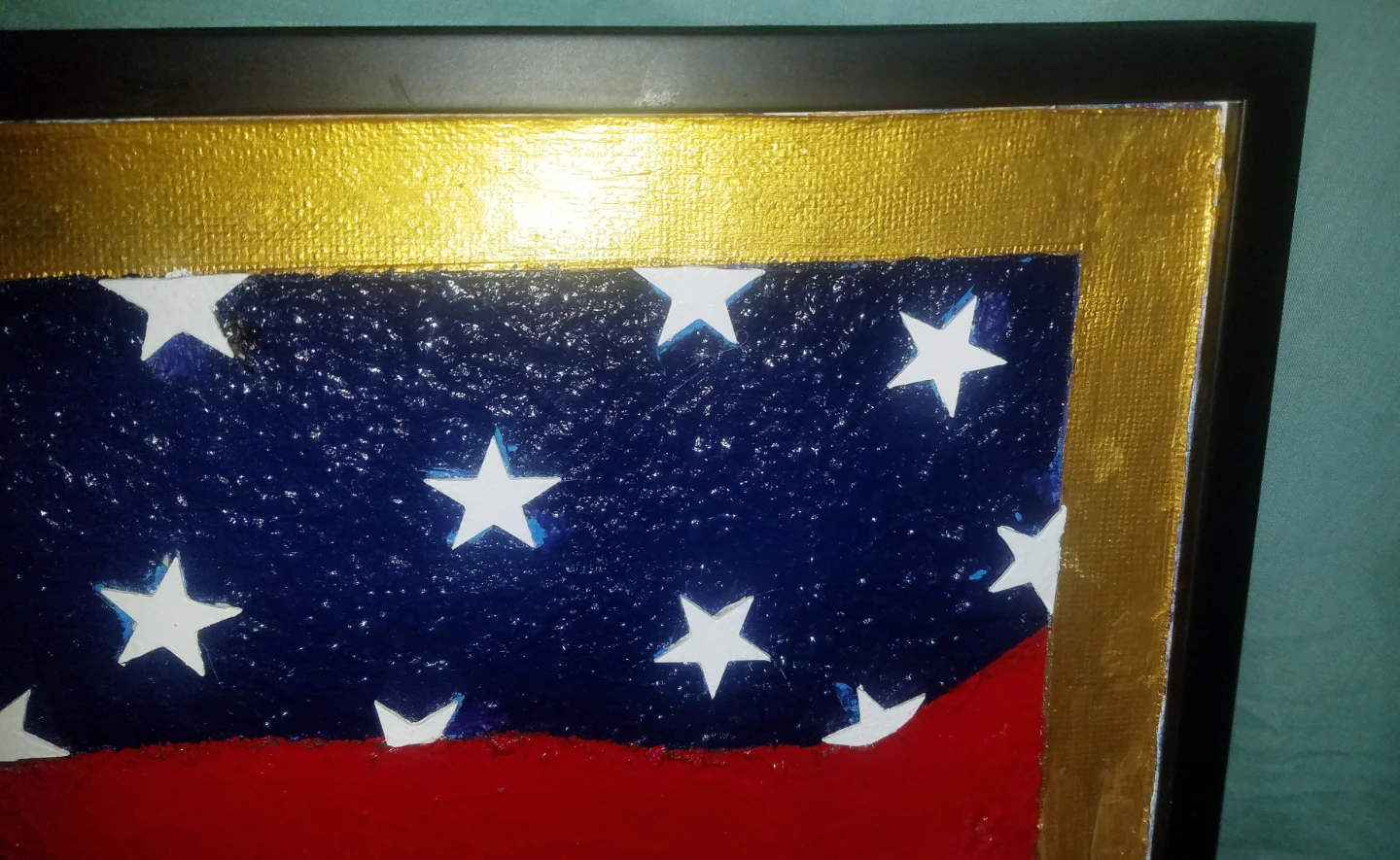 Original 3D American Flag Themed Mixed Media  Framed Painting - photo 3