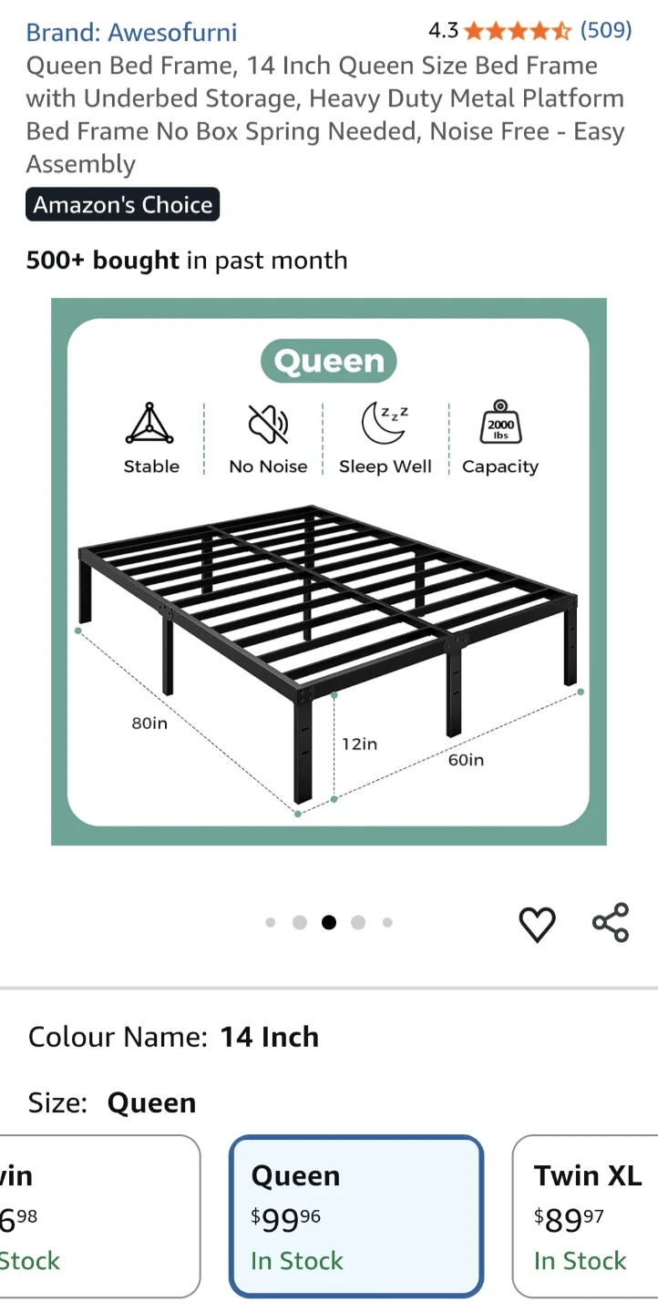Queen Bed Frame and mattress - photo 2