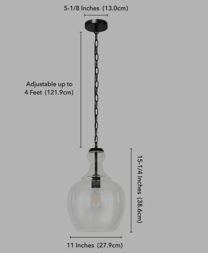 Set of 2 Clear Glass Pendant Lights - photo 3