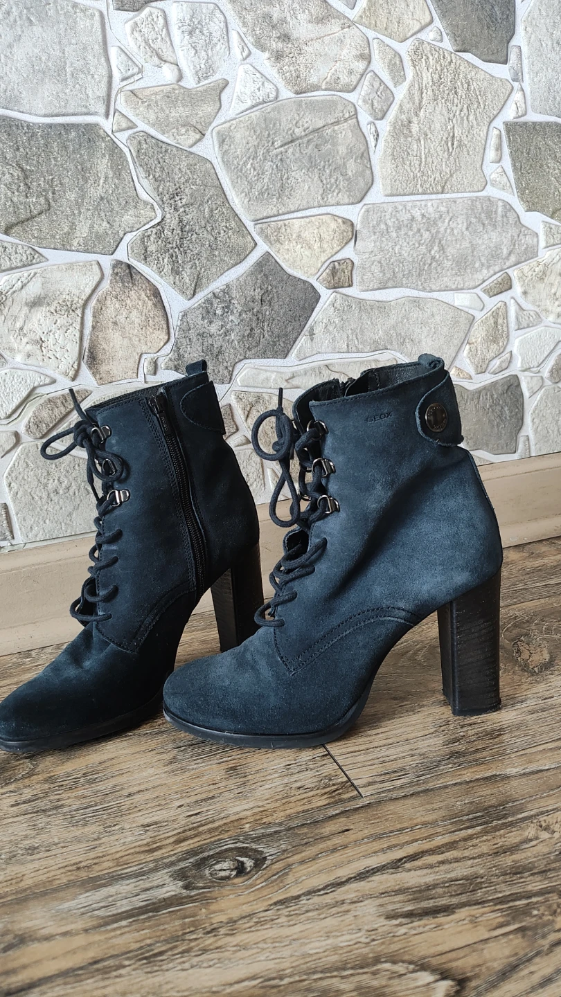 Geox Suede Lace-Up Heeled Ankle Boots