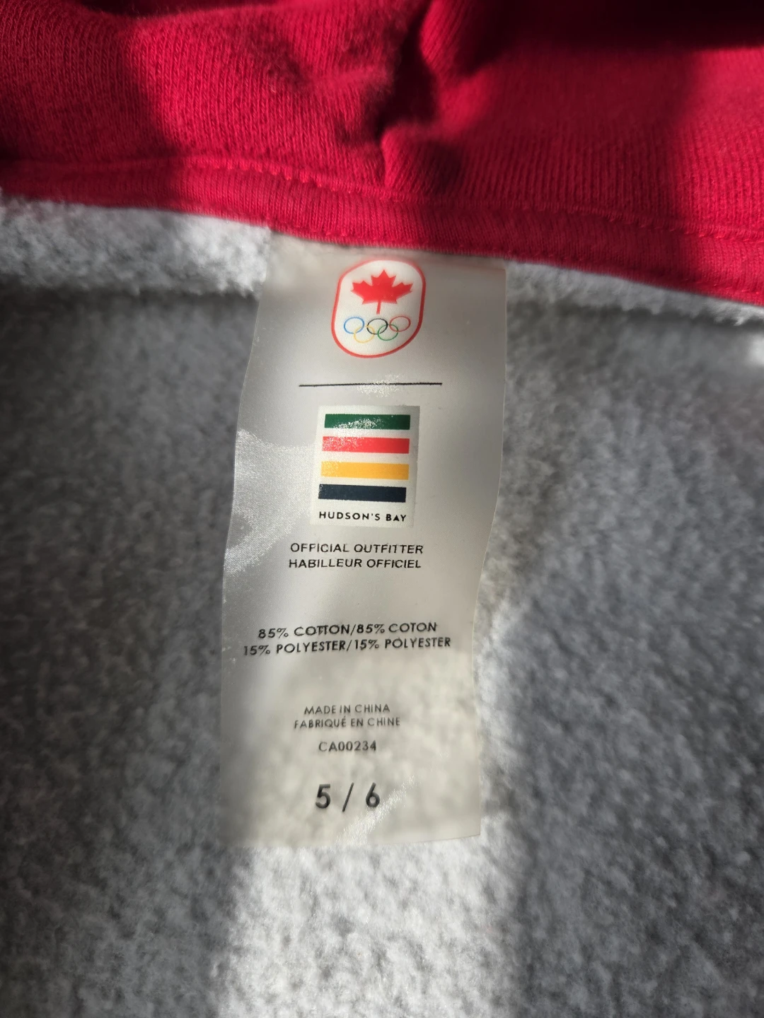 Hudson's Bay Canada Olympic Zip-Up kids Hoodie Size 5/6 - photo 4