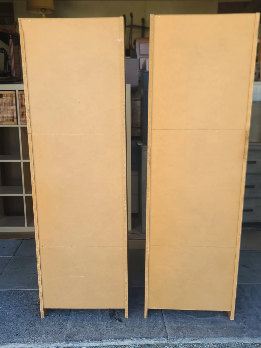 Pair of light wood bookcases with doors and shelves - photo 5