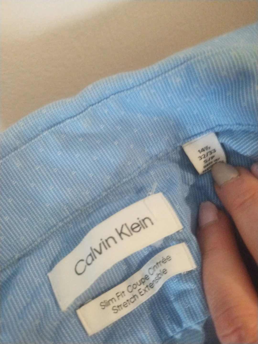 Calvin Klein Slim Fit Stretch Dress Shirt - Blue - Size S/P - photo 2