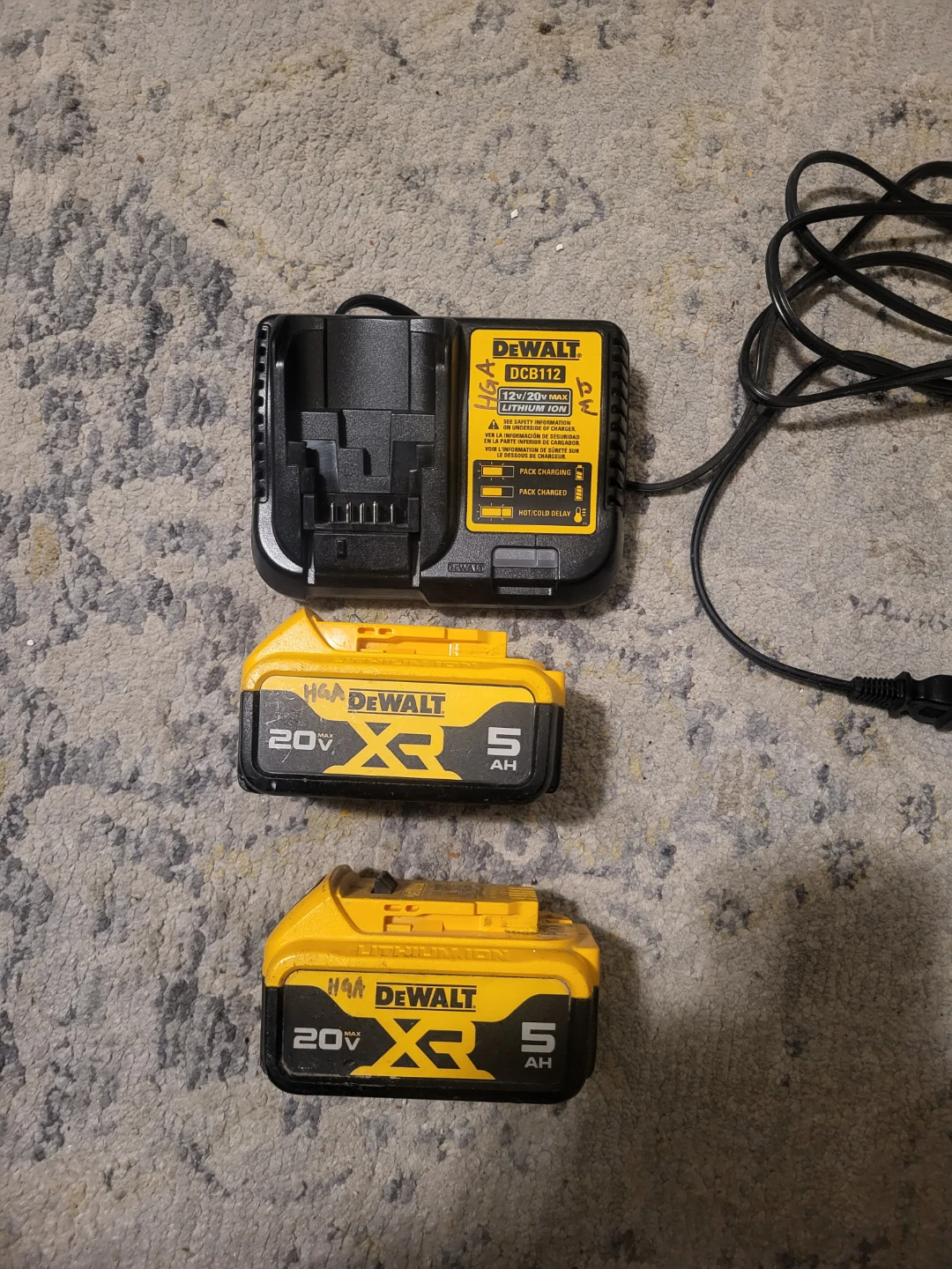DeWalt DCB112 Charger with Two 20V 5Ah XR Batteries