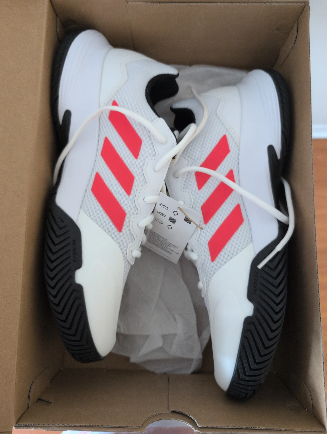 Adidas Gamecourt 2 M Tennis Shoes White/Red Size 10