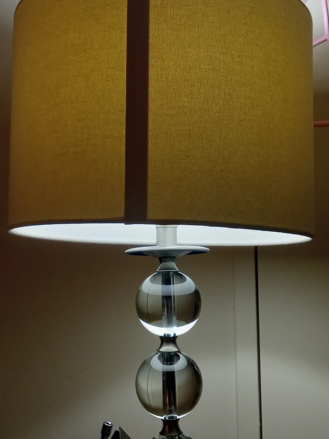 Modern Table Lamp with Spheres and Tan Shade - photo 2