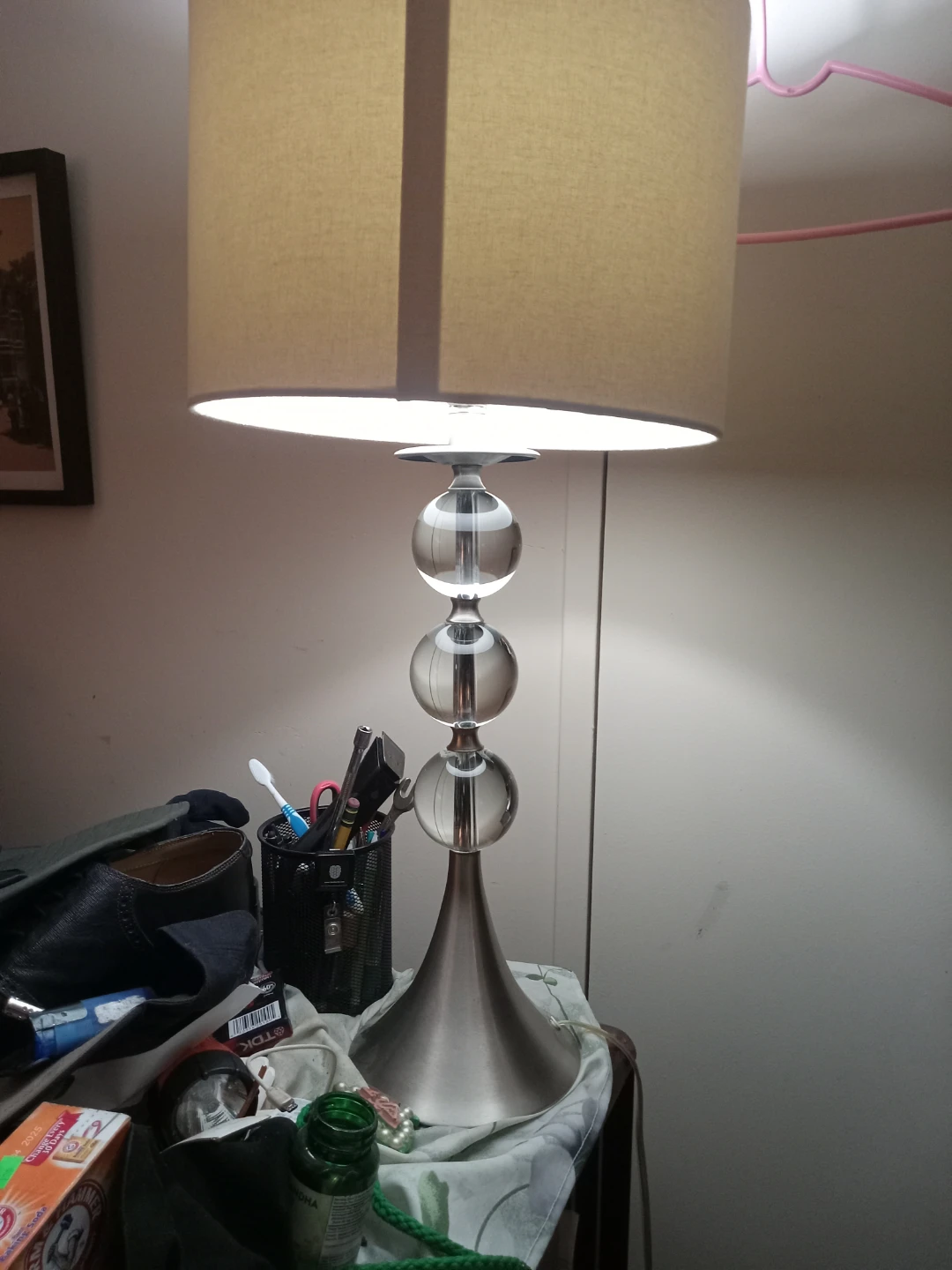 Modern Table Lamp with Spheres and Tan Shade - photo 3