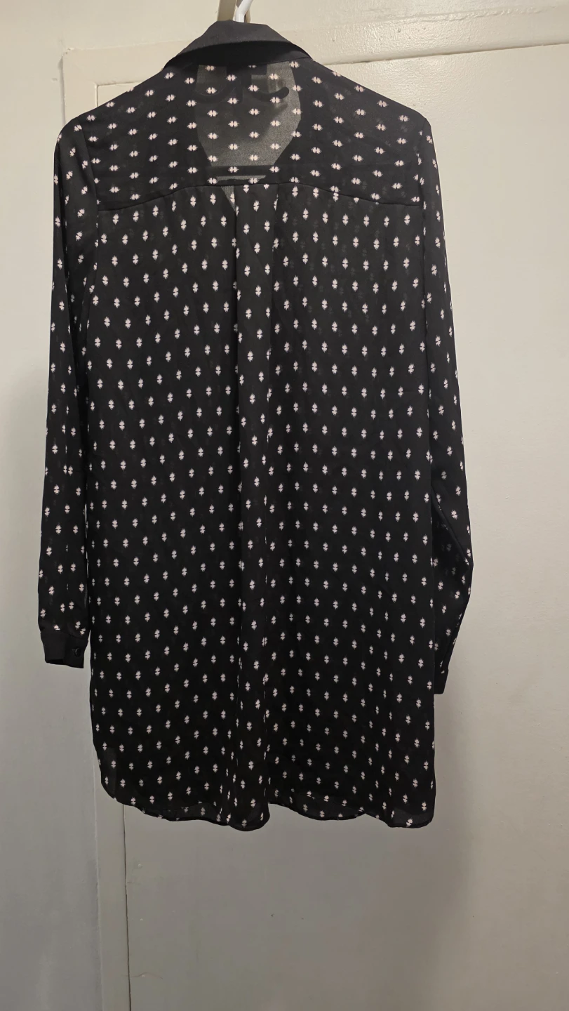 WAREHOUSE Black Printed Button-Up Shirt Dress - UK 12 - photo 2