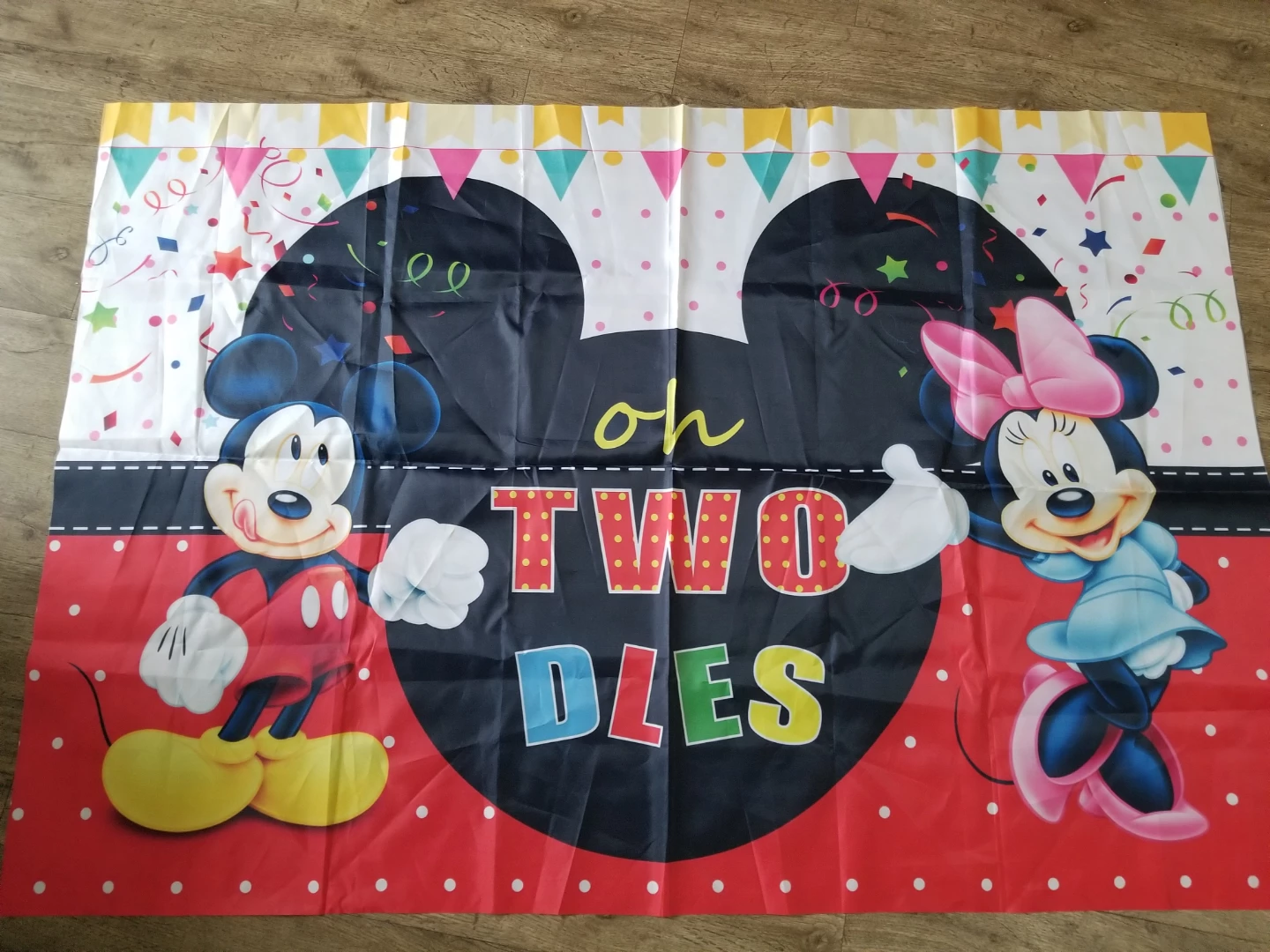 Mickey & Minnie Mouse "Oh Two Dles" Birthday Backdrop Banner