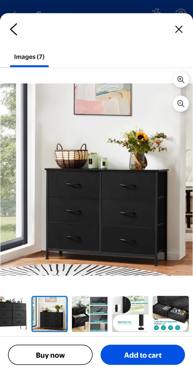 EDX 6 Drawer Fabric Dresser - Black - photo 2