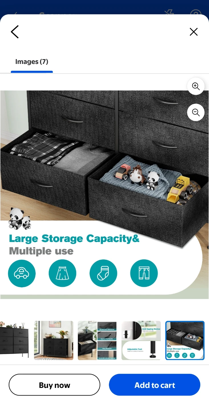 EDX 6 Drawer Fabric Dresser - Black - photo 4