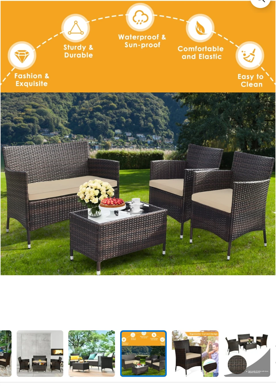 8-Piece Outdoor Wicker Patio Furniture Set - photo 2