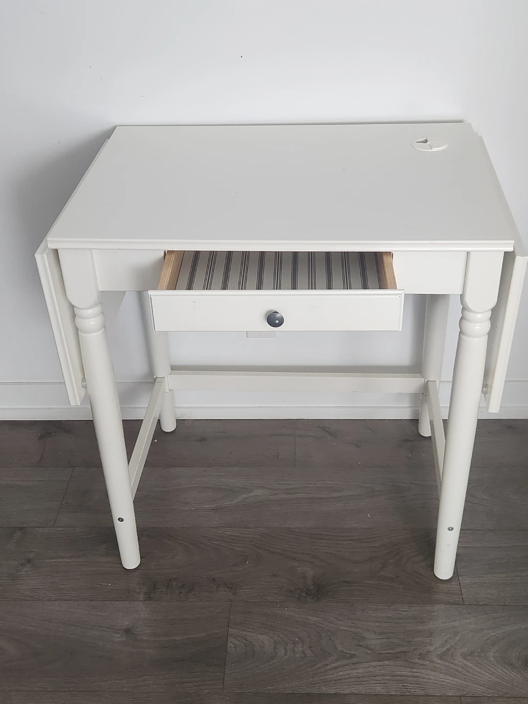 White Drop Leaf Desk with Drawer