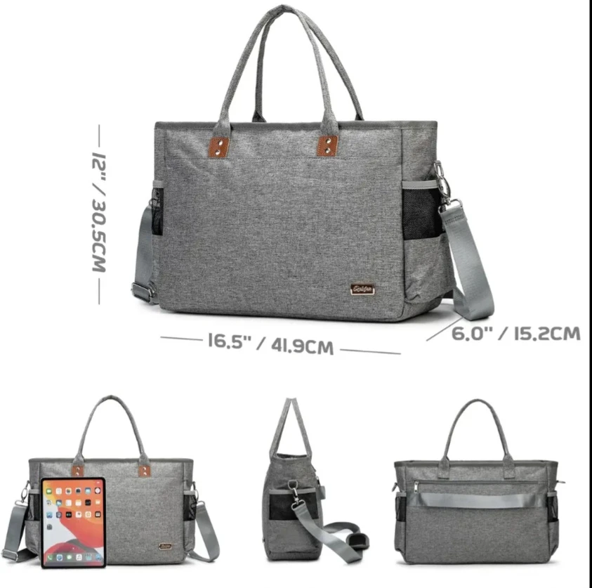 Rabjen Laptop Tote Bag Work Bag With 3 Pen Slot ... - photo 3