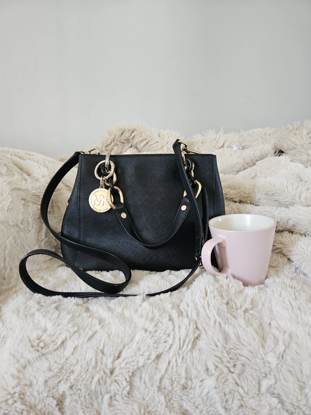 Michael Kors Black Leather Satchel Handbag