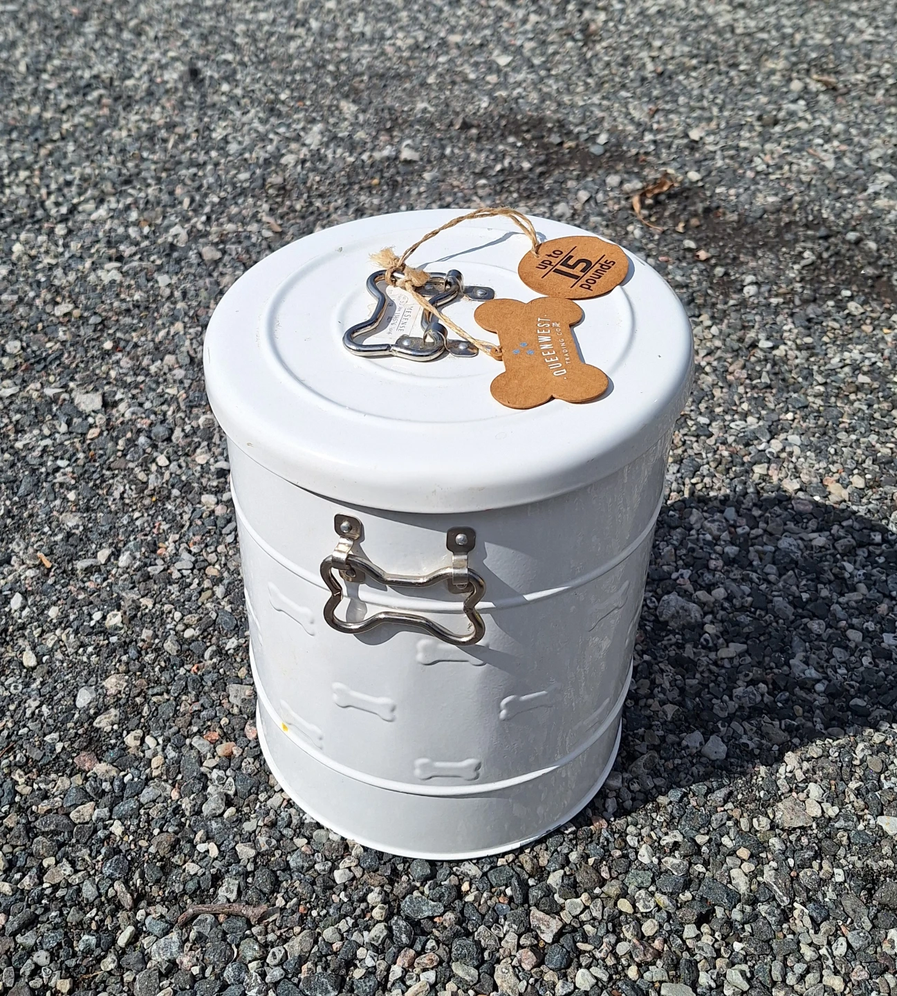 White Metal Dog Treat Storage Canister (Kit Cat Club)