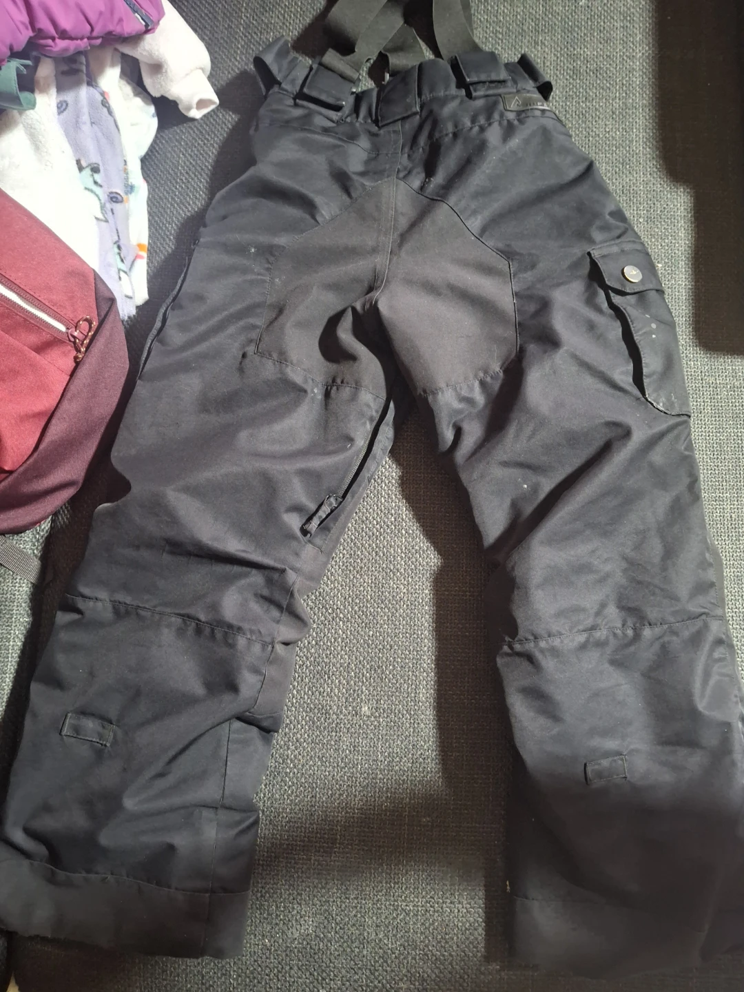 Black Ski Snow Pants with Suspenders