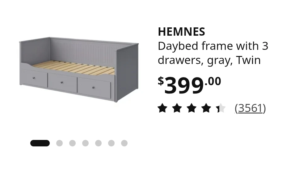 IKEA HEMNES Daybed Frame with 3 Drawers, Gray, Twin - photo 2