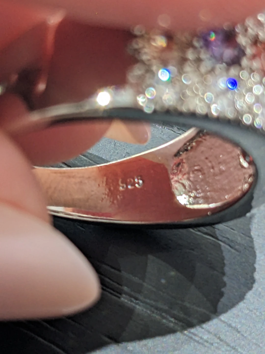 Size 8 Sterling Silver Band Ring with Multi-Colored CZ Stones - photo 4
