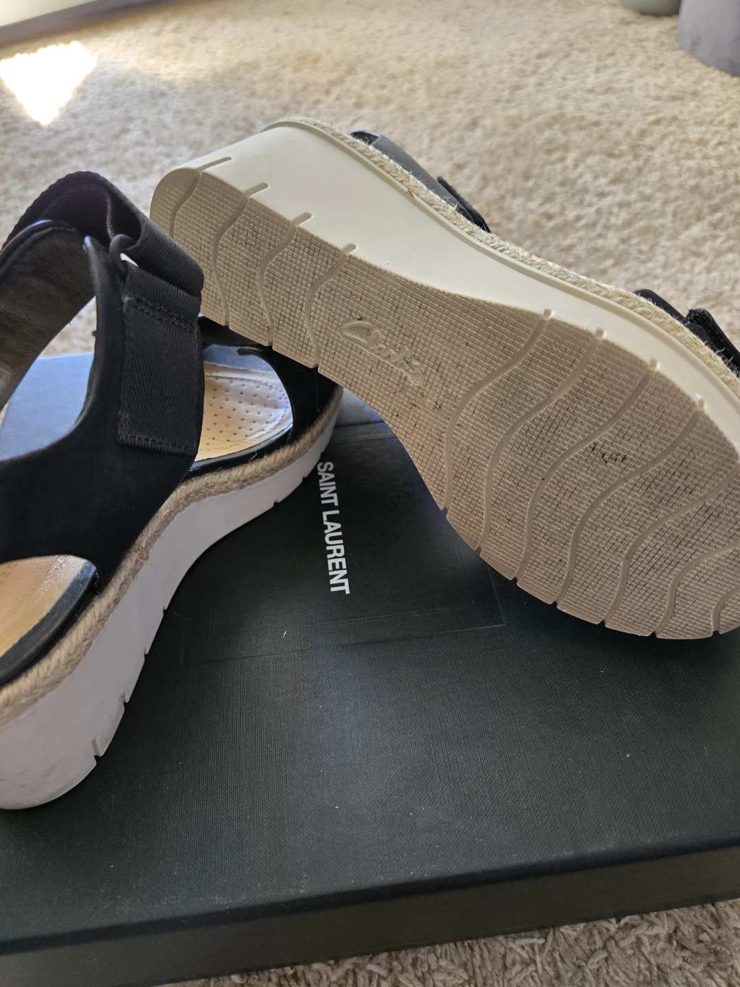 Black Clarks Wedge Sandals - photo 4