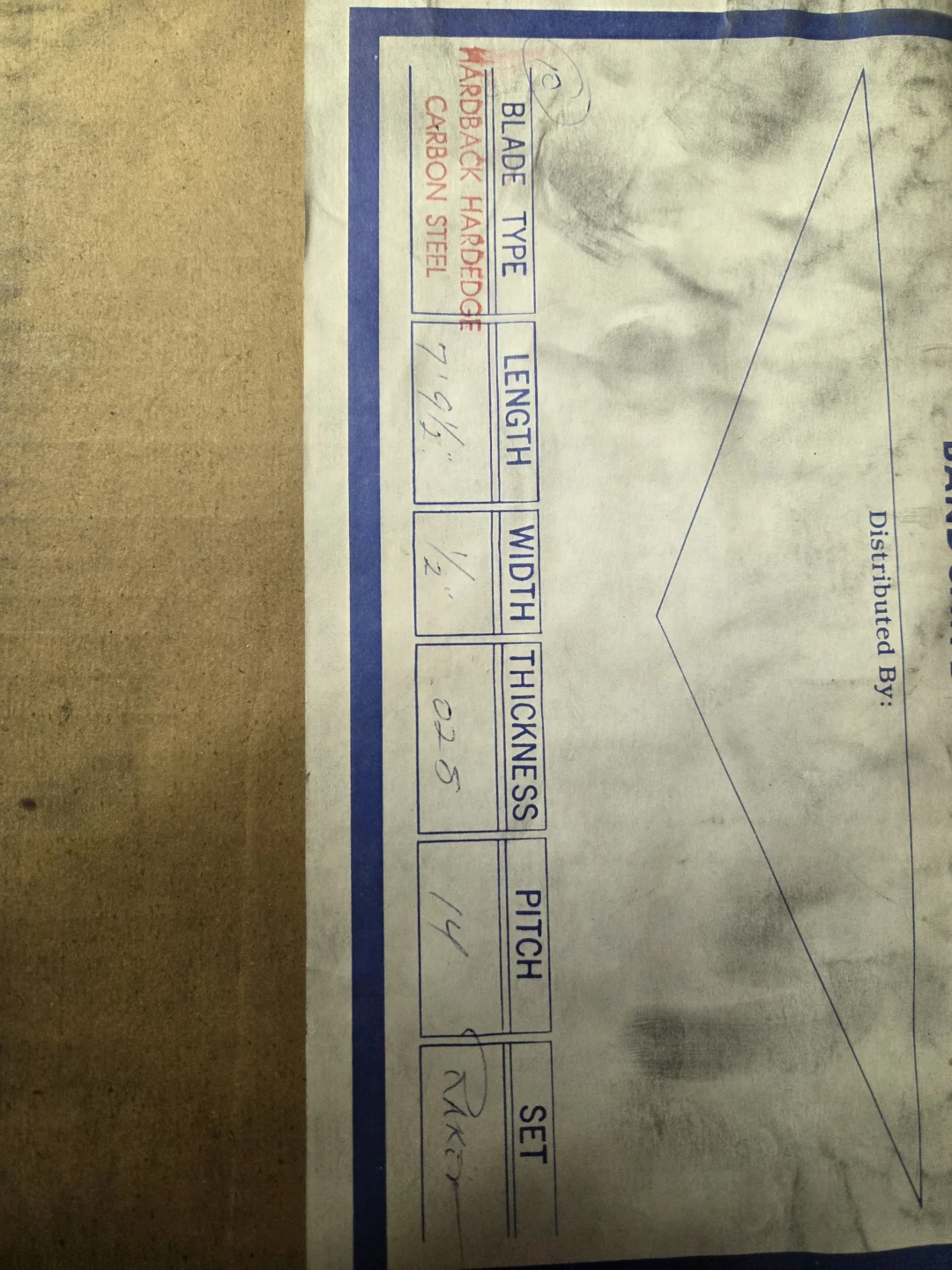 Sure-Cut Hardedge Carbon Steel Band Saw Blade 7' 9 1/2" x 1/2" - photo 2
