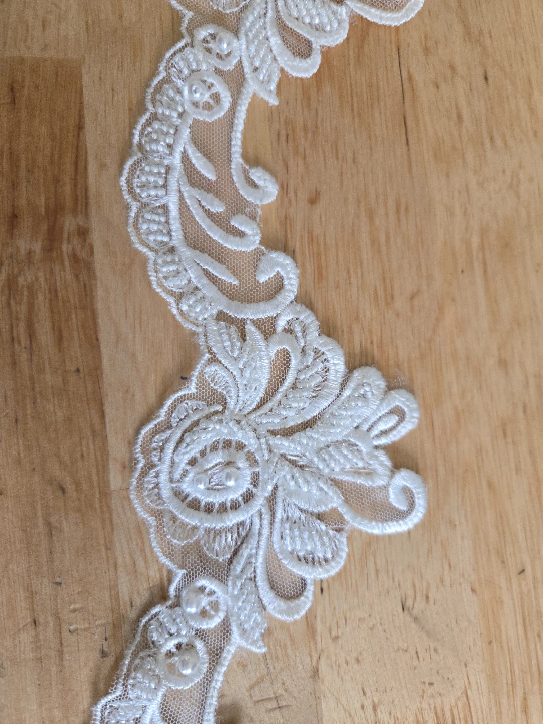 Ivory Lace Trim with Pearl Embellishments