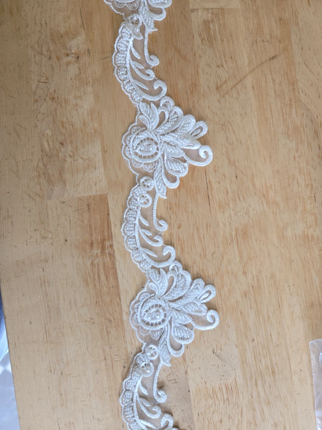 Ivory Lace Trim with Pearl Embellishments - photo 2