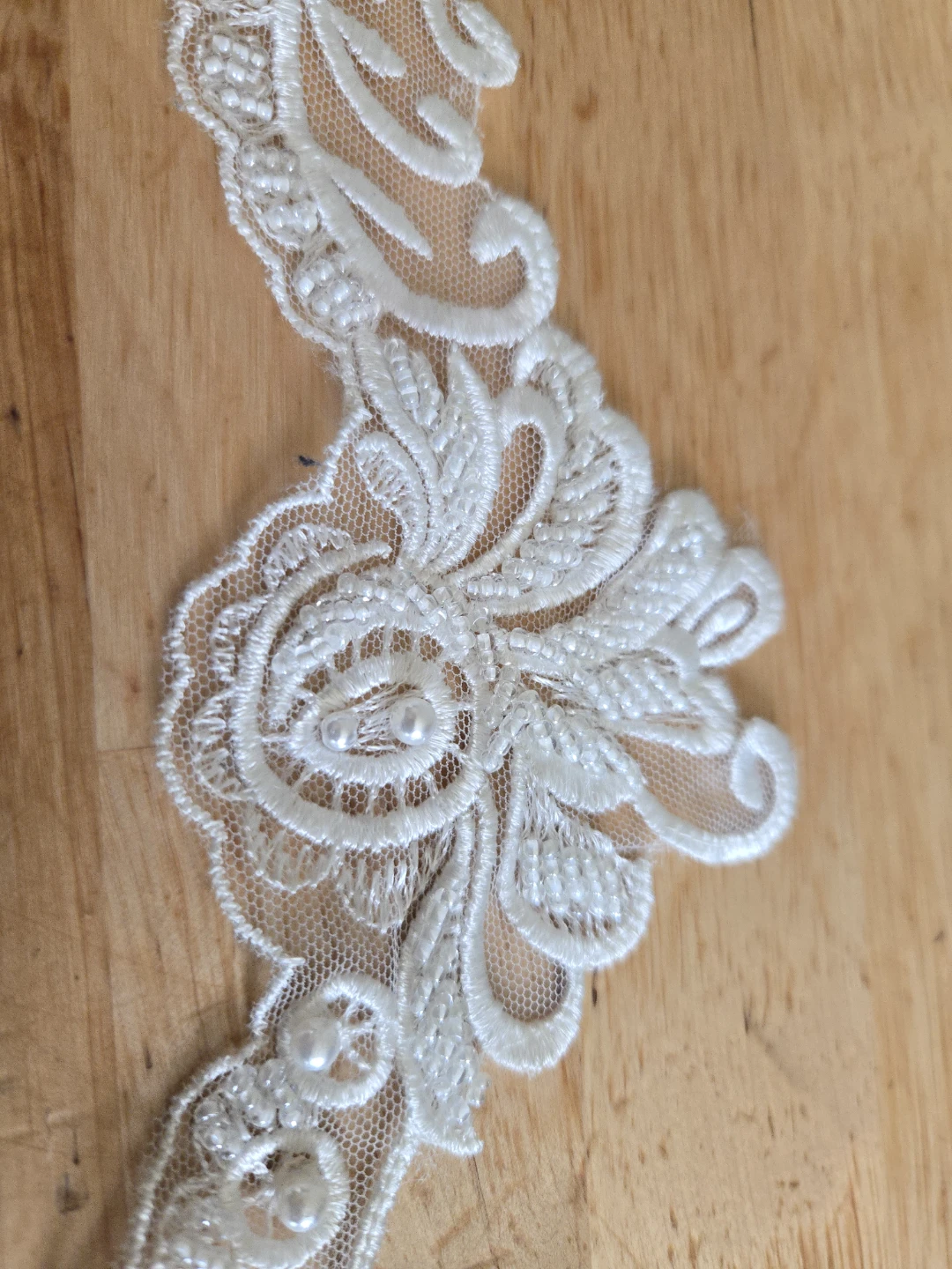 Ivory Lace Trim with Pearl Embellishments - photo 3