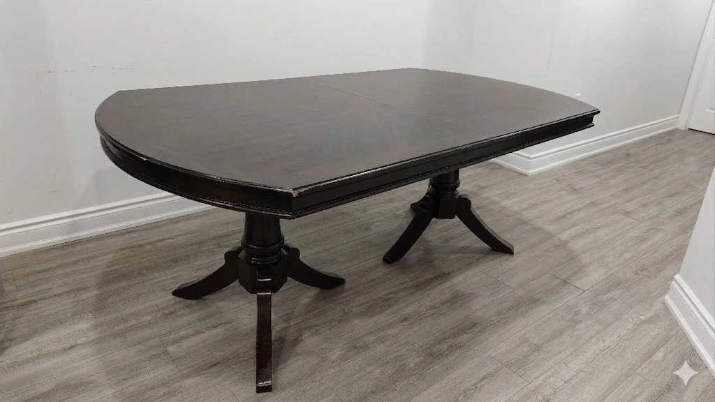 Set of 3 Dark Wood Chairs and walnut wood dinning table - photo 2