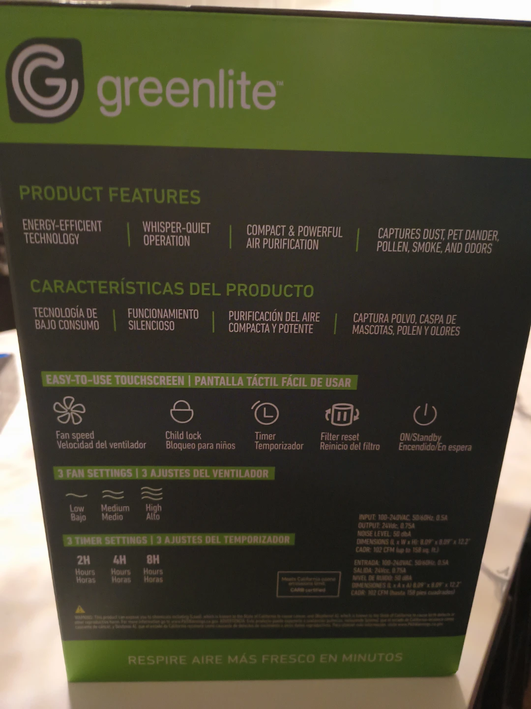 Greenlite Air Purifier with True HEPA H13 Filter - photo 3