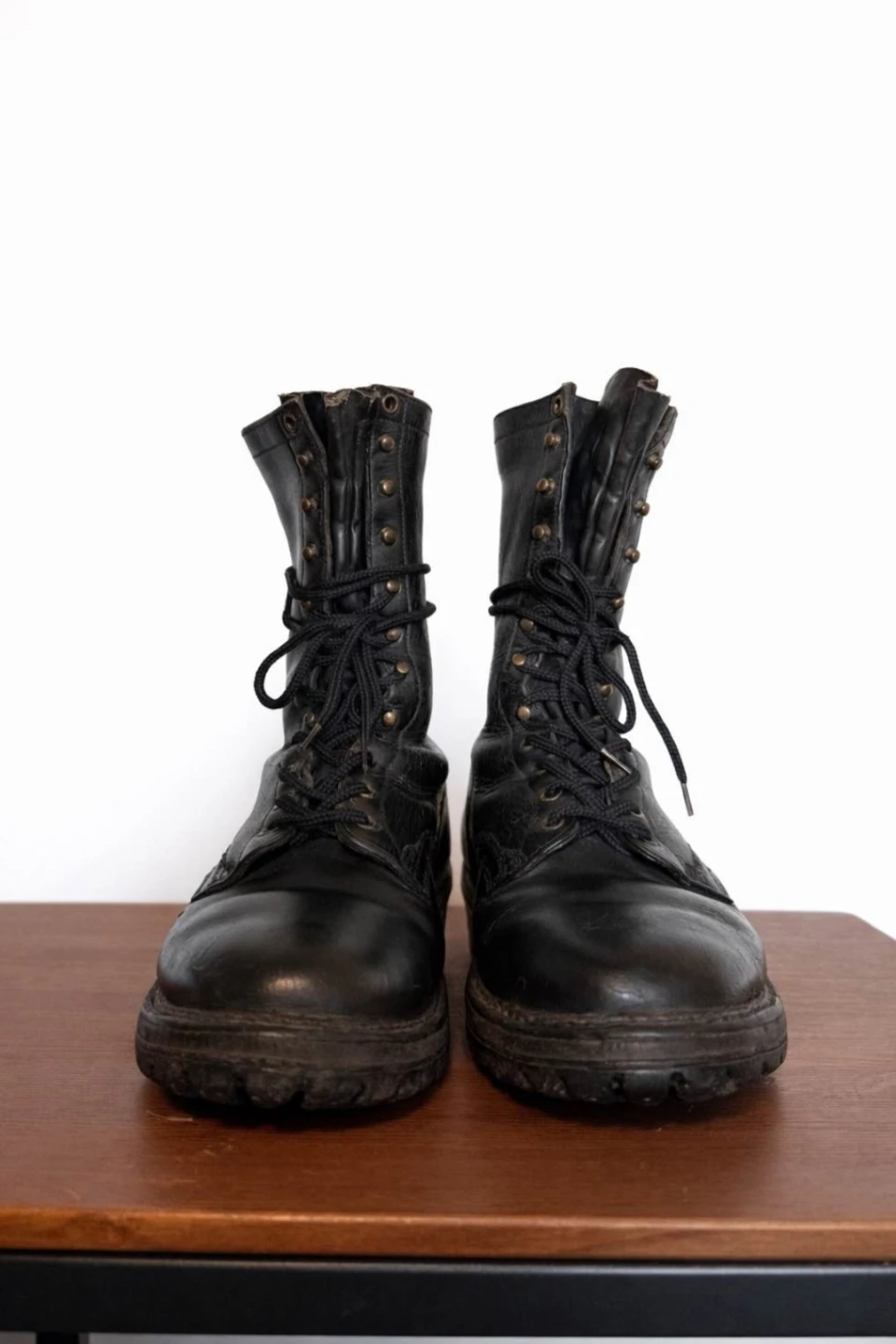 Men's Black Leather Logger Boots