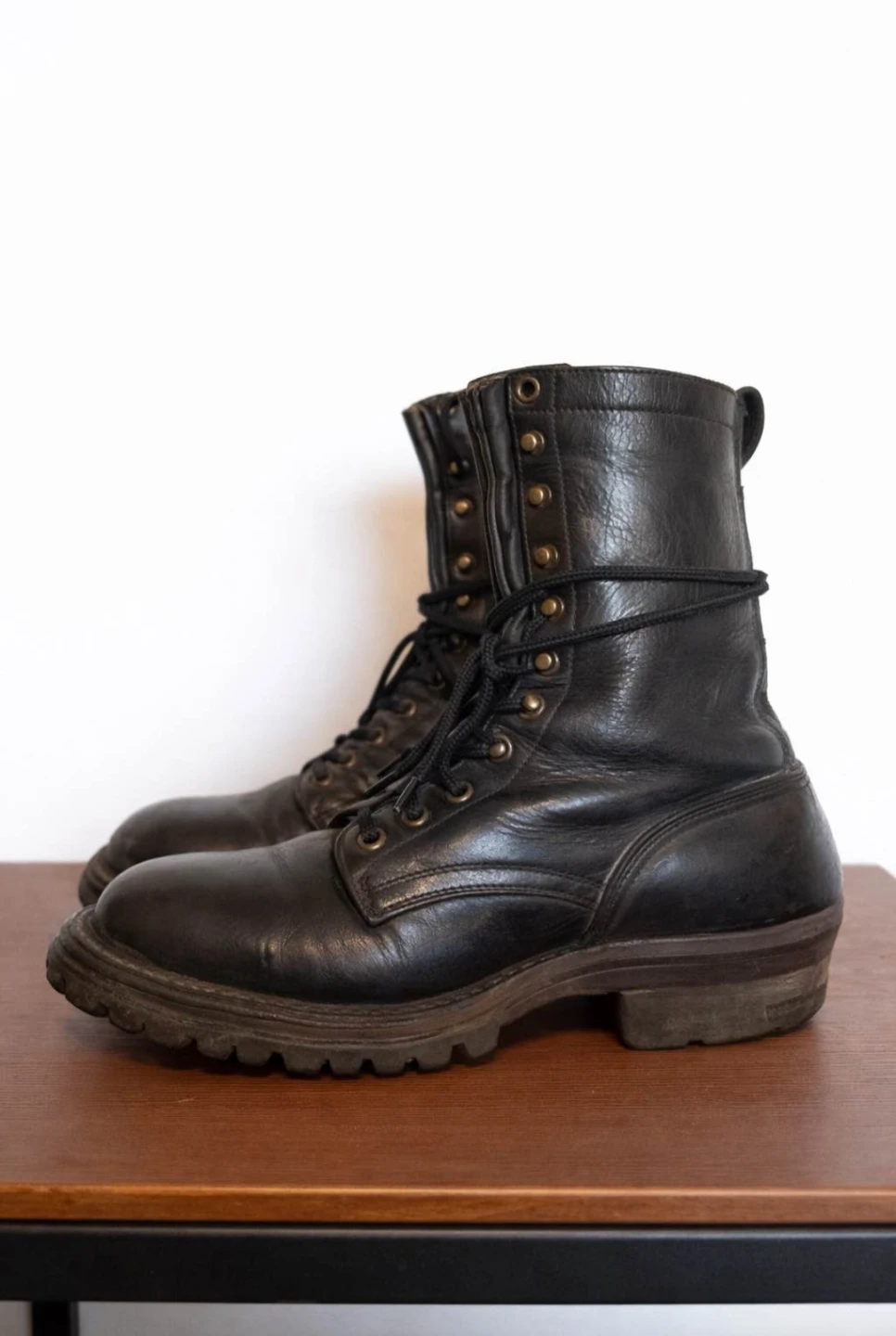 Men's Black Leather Logger Boots - photo 3
