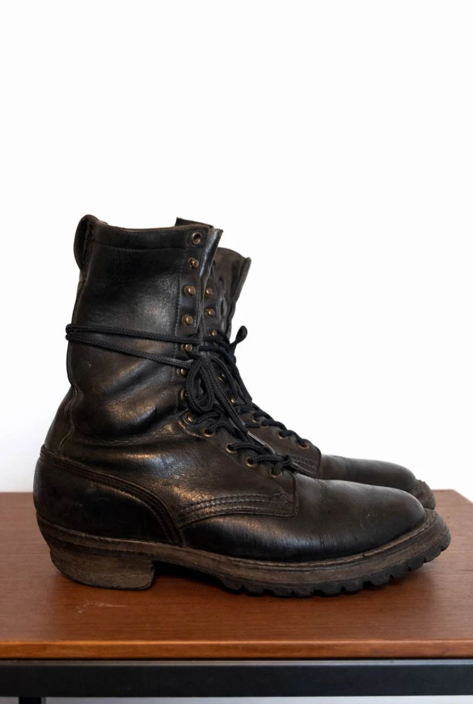 Men's Black Leather Logger Boots - photo 4