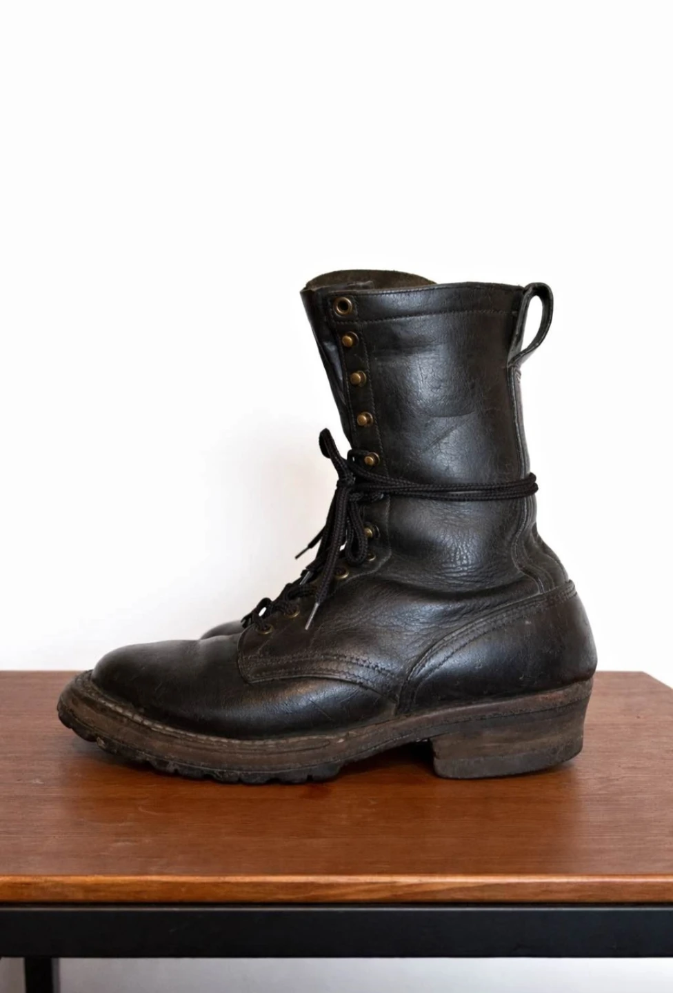 Men's Black Leather Logger Boots - photo 5