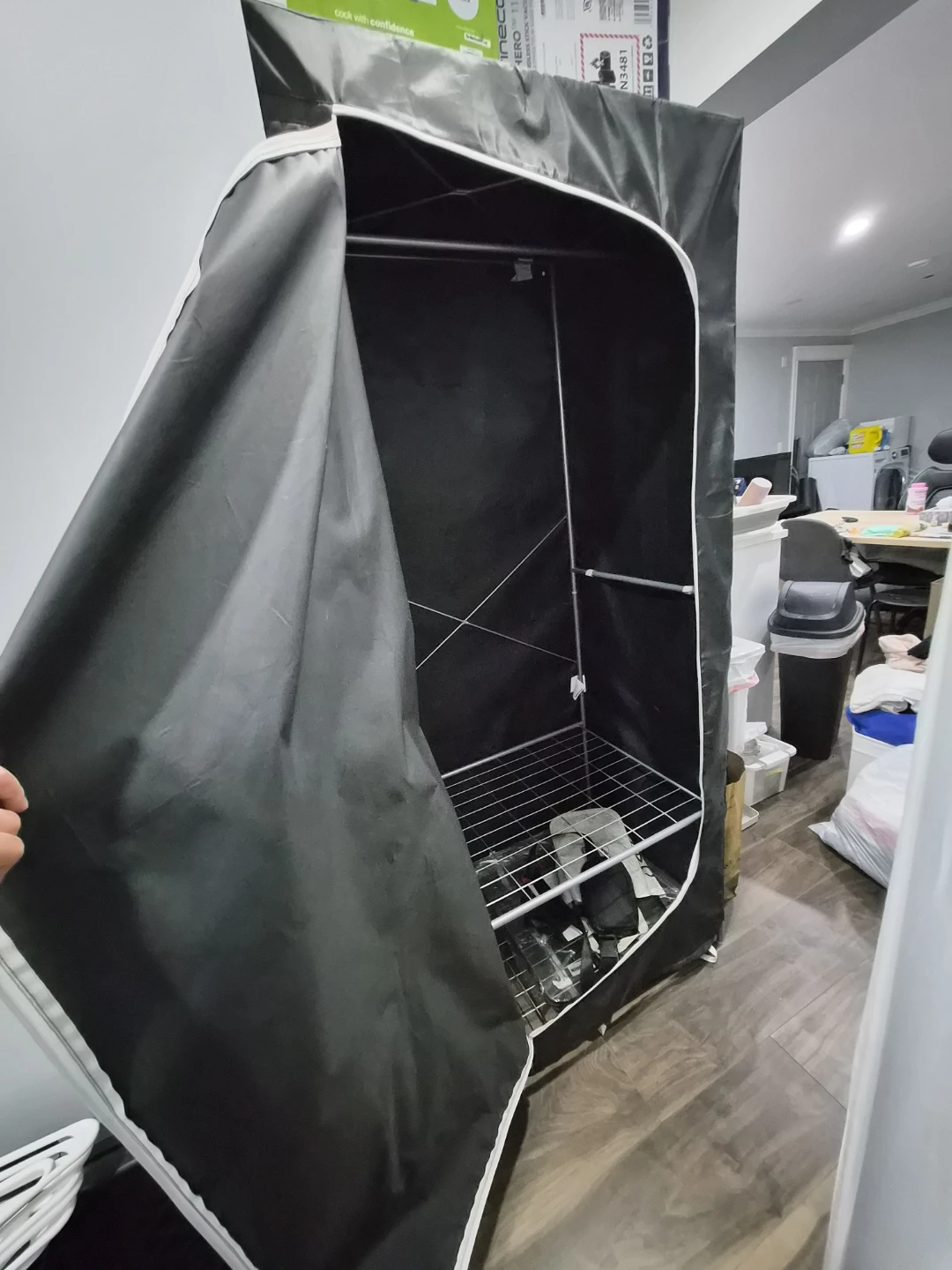 Black Fabric Wardrobe Clothes Storage - photo 2