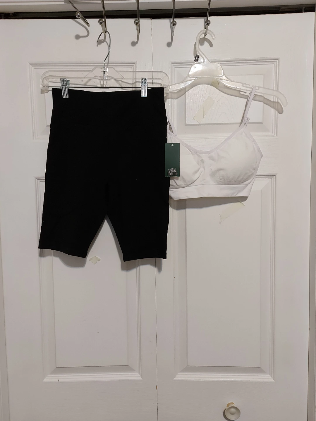 Wild Fable Sports Bra & Bike Shorts Set - White & Black