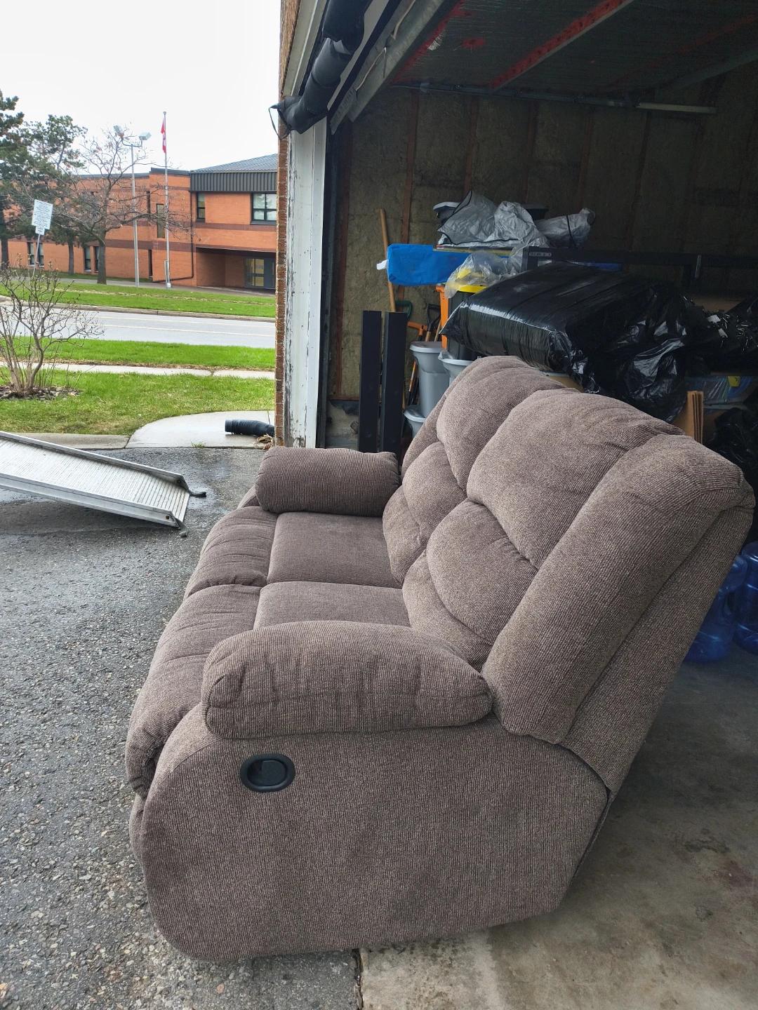 Brown Reclining Loveseat Sofa and 3 Seater Couch - photo 2