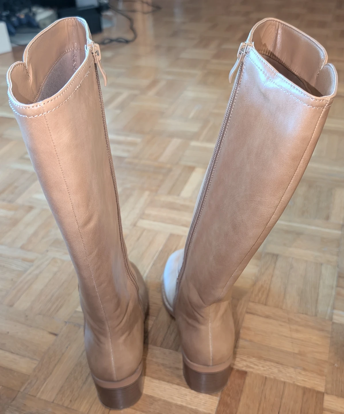 Tan Faux Leather Knee-High Boots - photo 2
