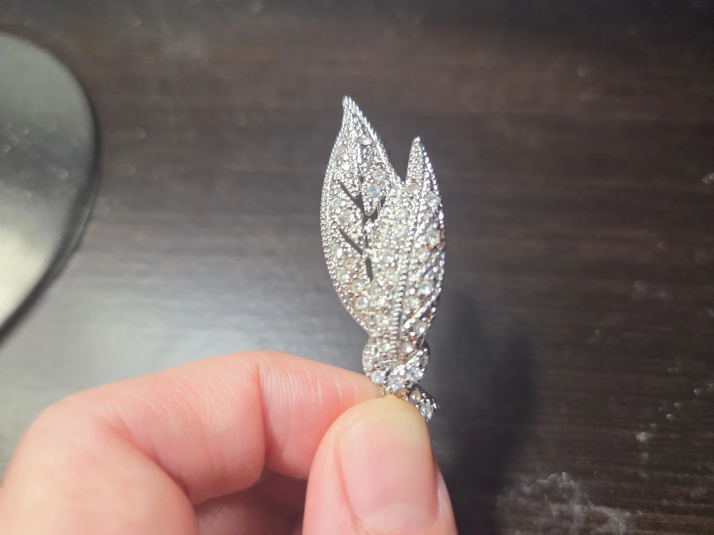 Crystal Silver Leaf Brooch - photo 2