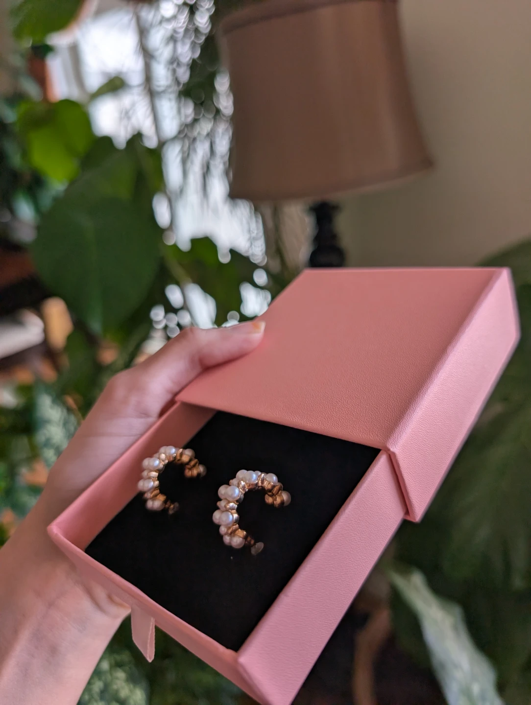 Nush Pearl Hoop Earrings in Pink Gift Box - photo 2