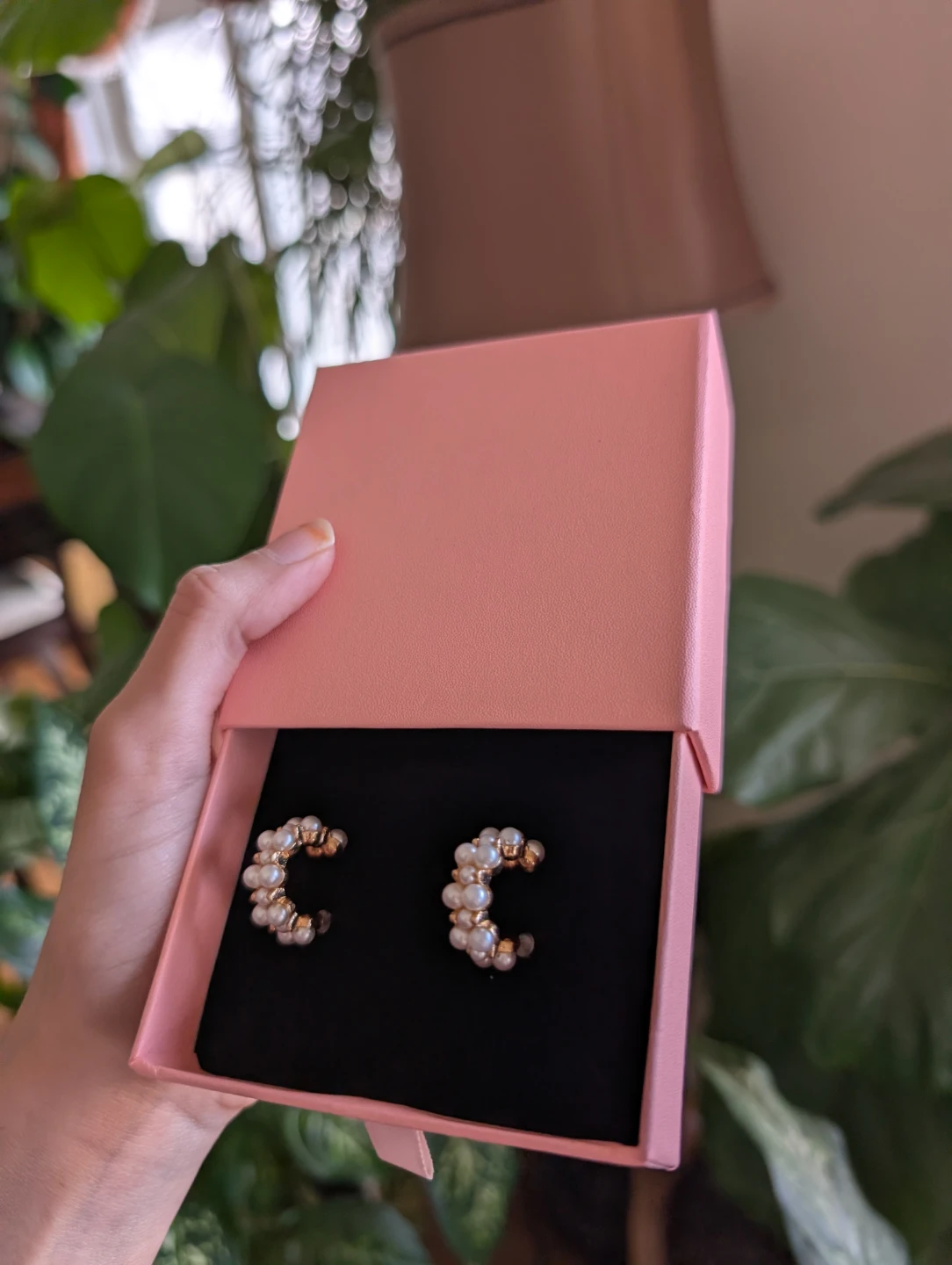 Nush Pearl Hoop Earrings in Pink Gift Box - photo 3