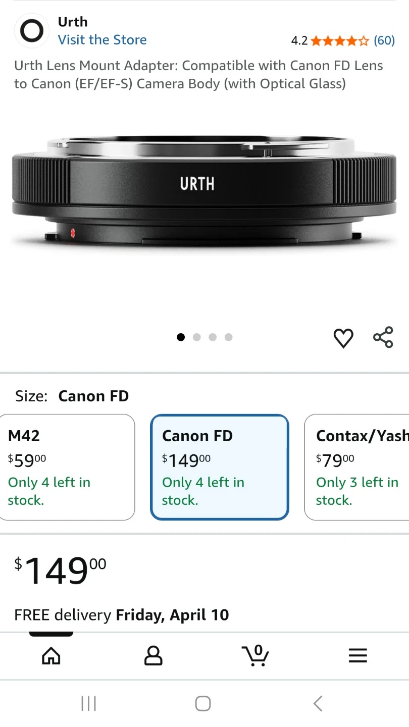 Urth Lens Mount Adapter: Compatible with Canon FD Lens to Ca... - photo 4