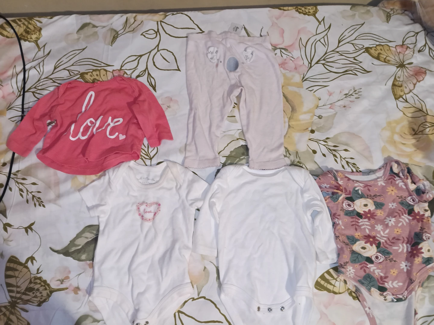 Baby Girl Clothes Bundle - Bodysuits and Pants And diapers